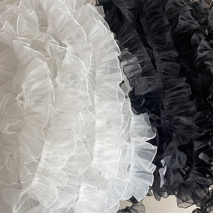 Pleated Organza Lace Trim: Ruffled Fabric, 2.7" Width