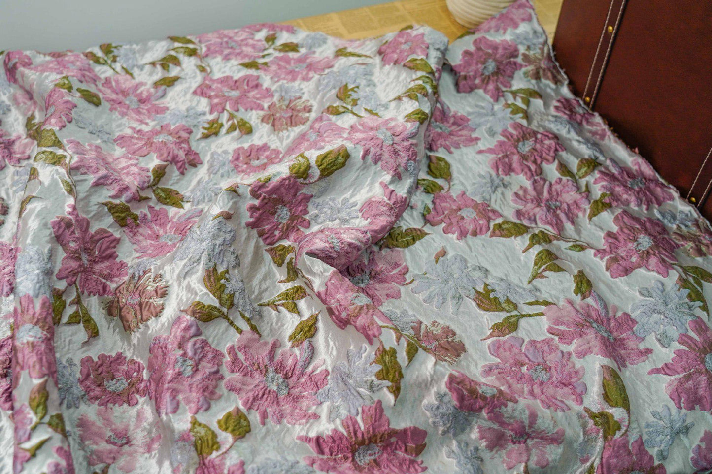 Floral 3D Jacquard Fabric: Retro Upholstery, Costume, Decor - 58"W