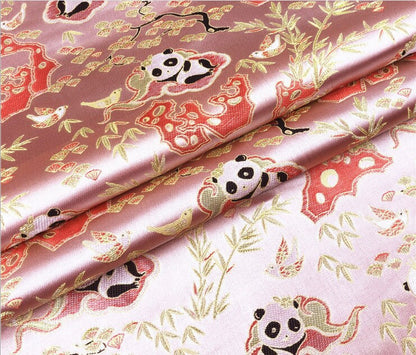 Panda Brocade Satin Fabric: 59" Wide Chinese Style Sewing