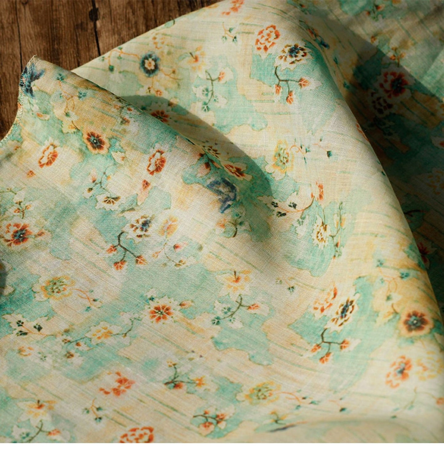 Floral Ramie Fabric: Soft Clothing & Home Textile, 55"W
