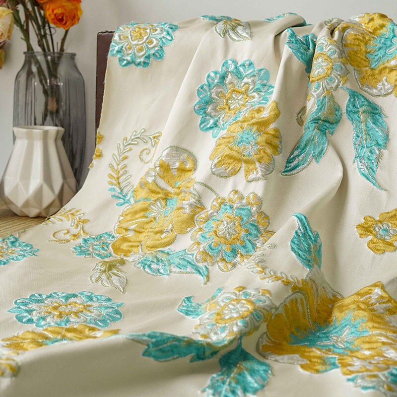 Retro Palace Brocade Fabric: 3D Jacquard Floral Upholstery, Costume Fabric