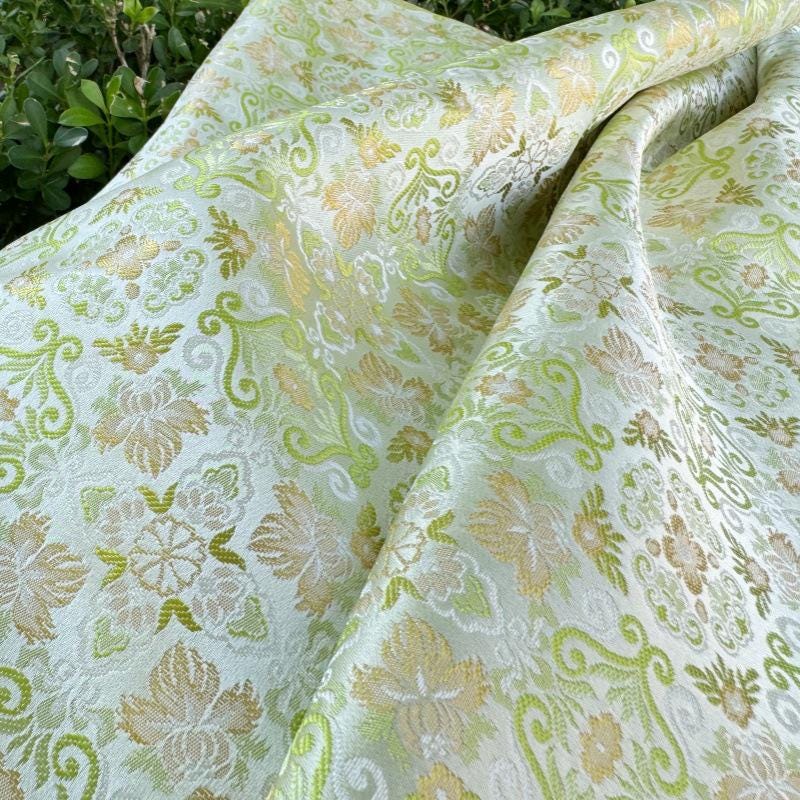 Dunhuang Baoxiang Brocade Fabric: 55"W Floral Upholstery, Costume, & Decor