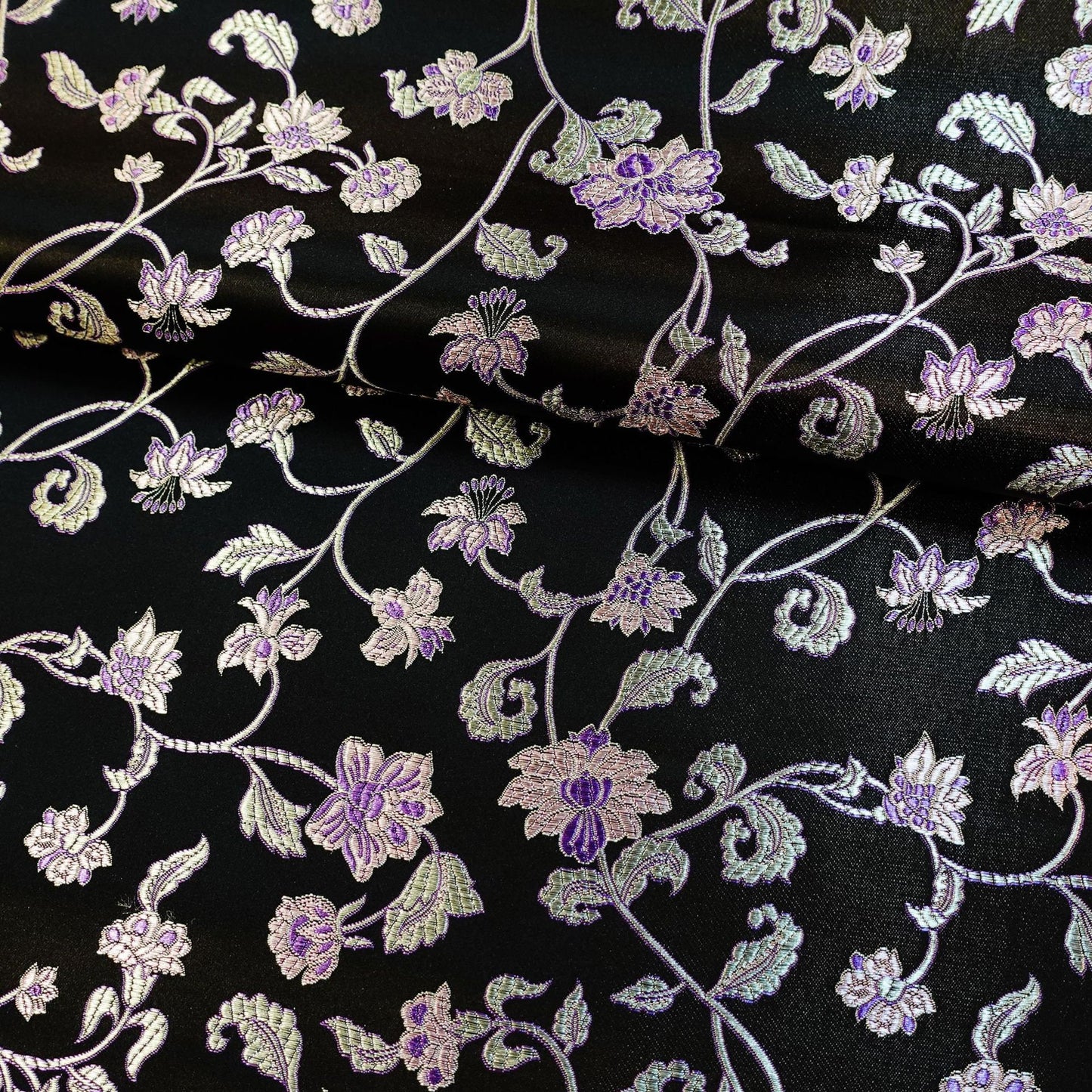 Floral Brocade Fabric: Rayon Nylon Blend, 45" Wide