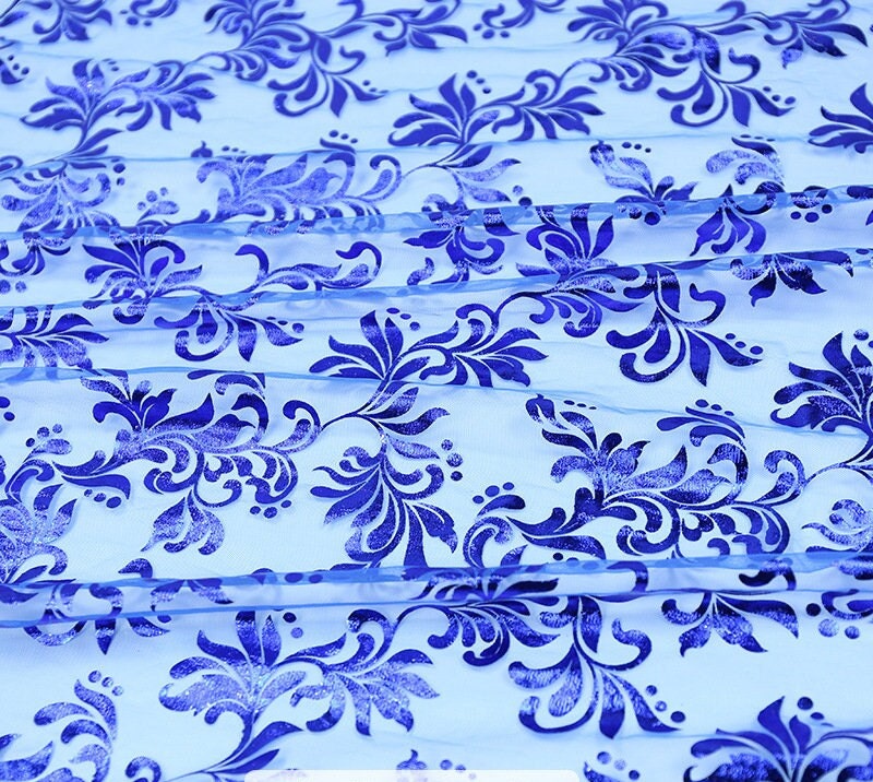 Metallic Foil Mesh Fabric, Ethnic Style Floral, Costume, Decor (By The Meter)
