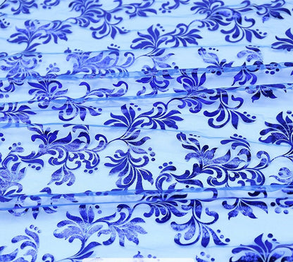 Metallic Foil Mesh Fabric, Ethnic Style Floral, Costume, Decor (By The Meter)