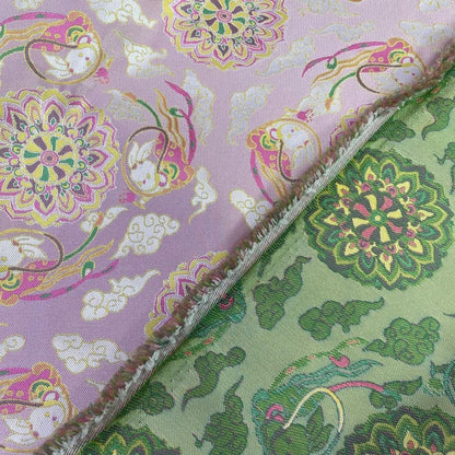 Tissu à motifs Bada tibétains : 55 pouces de large, polyester, pour la couture