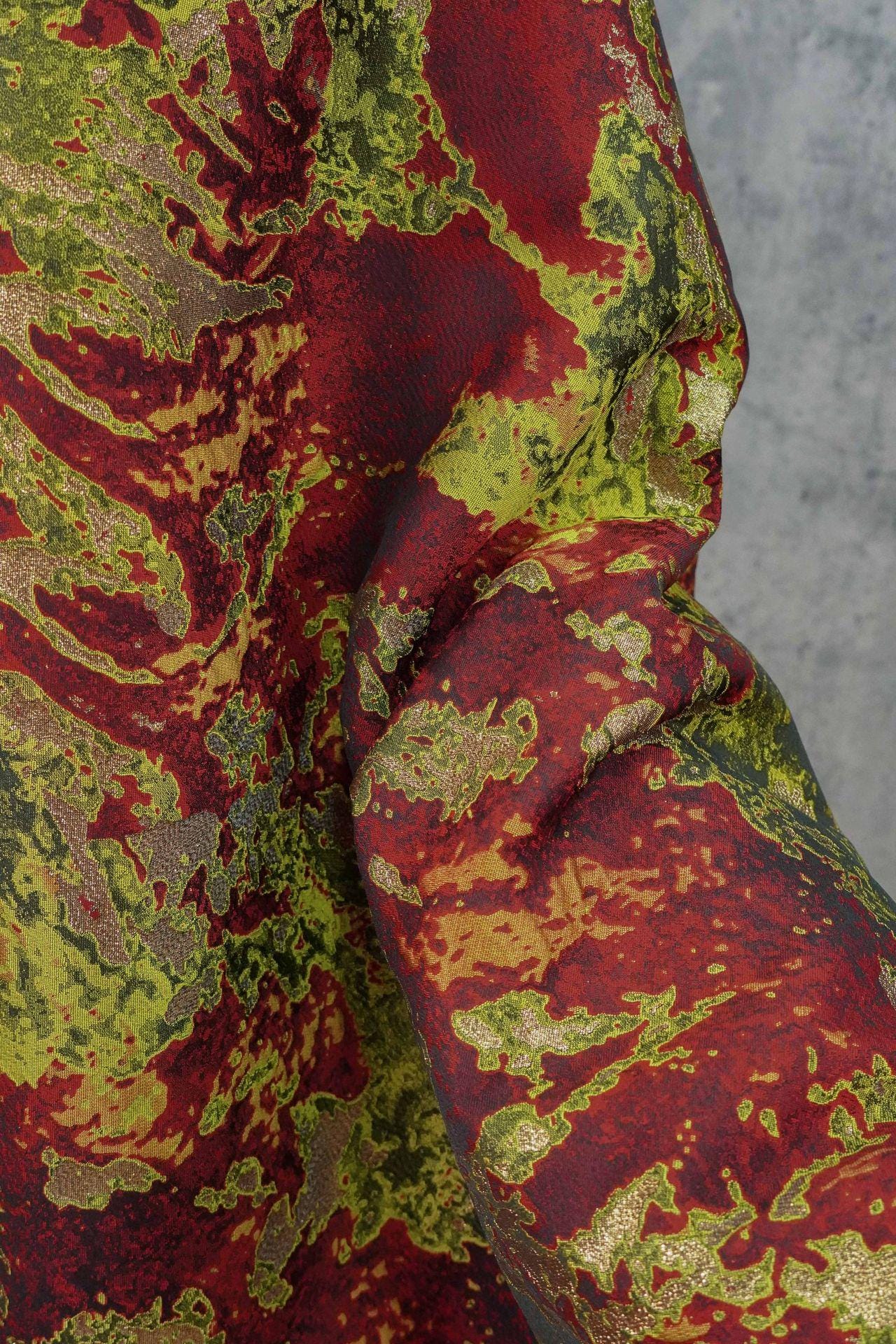 Gold Thread Abstract Jacquard Fabric: Luxury Upholstery, Dressmaking (63"W, Per Meter)