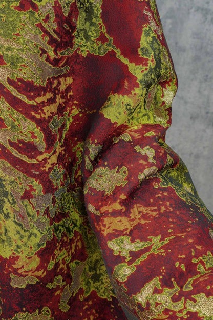Gold Thread Abstract Jacquard Fabric: Luxury Upholstery, Dressmaking (63"W, Per Meter)