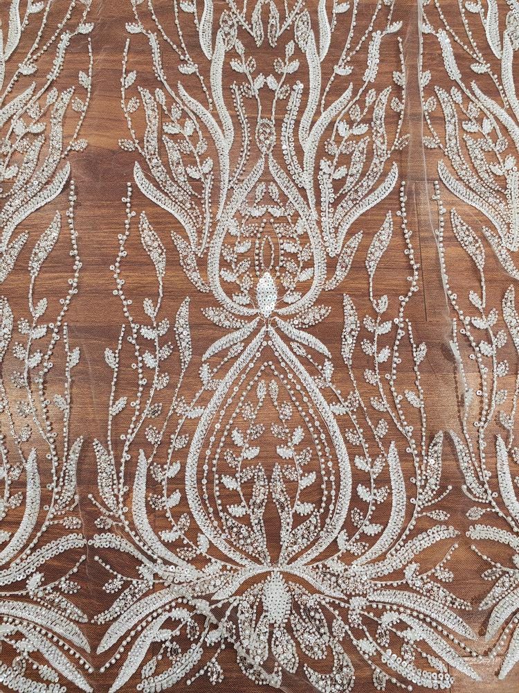 Beaded Sequin Lace Fabric: Bridal Wedding Veil, Doll Making, DIY