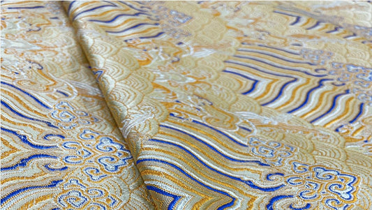 Champagne Wave Silk Rayon Brocade Fabric: 29.5" Dressmaking Sewing Material