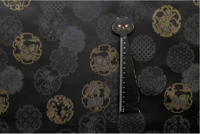 Rabbit Jacquard Brocade Fabric: Japanese Rayon Damask (By The Meter)