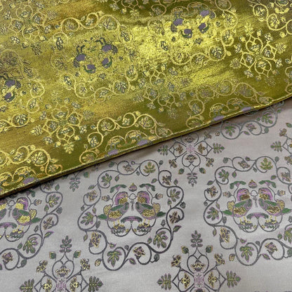Silk Brocade Fabric: Mandarin Duck Foil Damask (45"W)