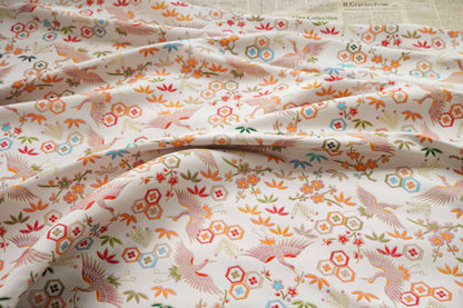 Golden Crane Jacquard Fabric: Embossed Upholstery, Costume, & Decor (59"W)