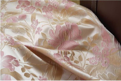 Lotus Brocade Satin Fabric: 60" Wide Chinese Style Sewing Material