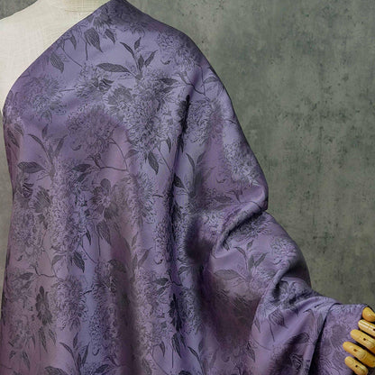 Nishijin Woven Brocade Fabric: Gold Thread Purple Jacquard, 62" Wide - Poppylollipop