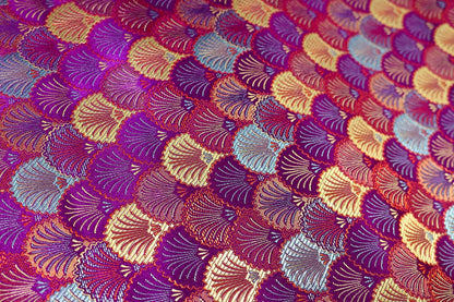 Japanese Shell Kinran Fabric: Rayon Jacquard Brocade (29.5"W)