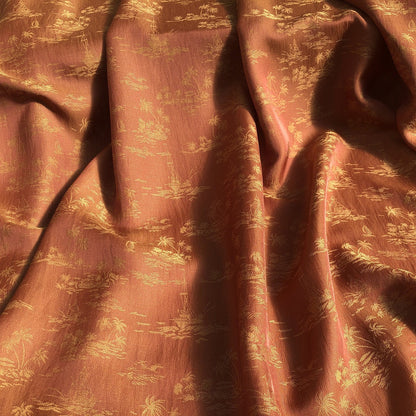 Coconut Tree Jacquard Damask Fabric: Two-Sided Sewing Material, 57" Wide