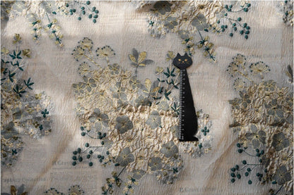 Floral Organza Jacquard Fabric: Gold Thread, 54" Wide, By The Yard