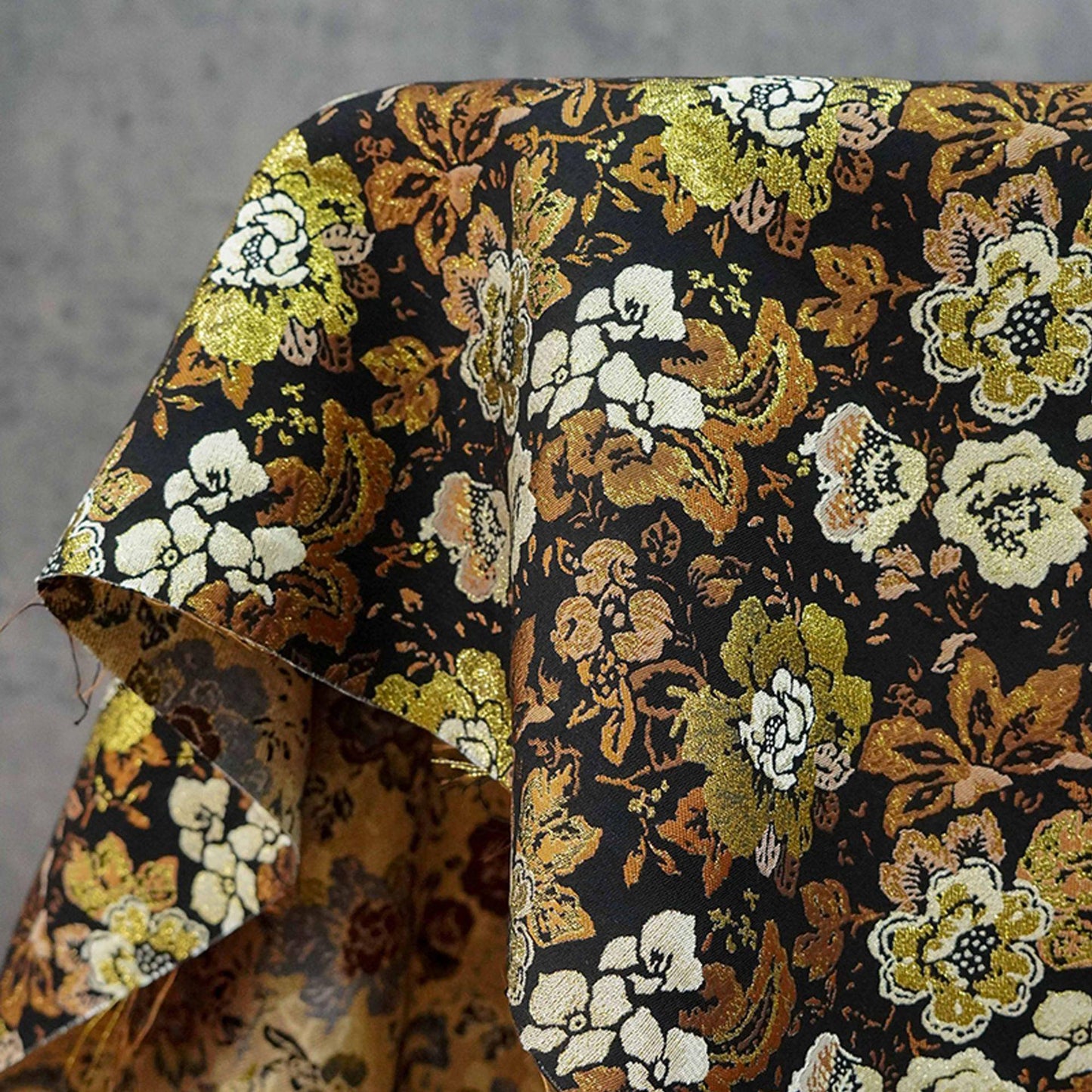 Baroque Jacquard Fabric: Gold Woven Palace Style Material - 59"W