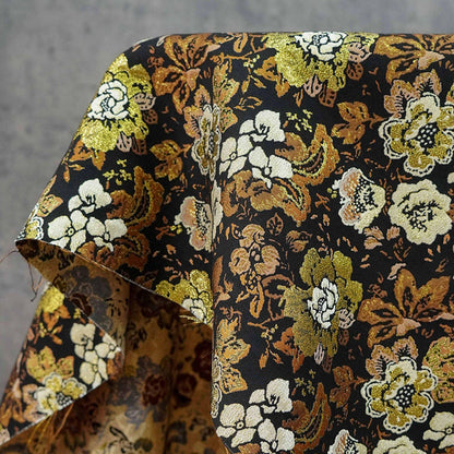 Baroque Jacquard Fabric: Gold Woven Palace Style Material - 59"W