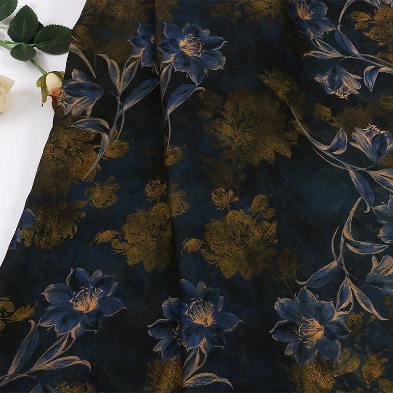 Dahlia Pattern Woven Jacquard Silky Satin Fabric for Sewing, DIY, Costumes, Crafts