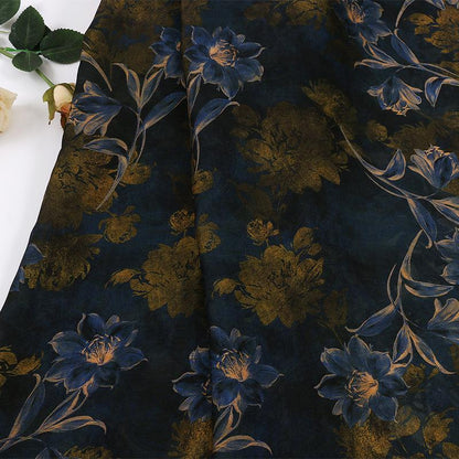 Dahlia Pattern Woven Jacquard Silky Satin Fabric for Sewing, DIY, Costumes, Crafts