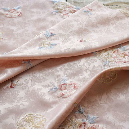 Peony Silk Brocade Fabric: 59"W Tibetan Robe Cheongsam Material