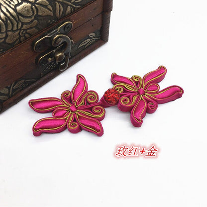 Boutons de cheongsam en satin à motif papillon faits main : fermeture à nœud chinois