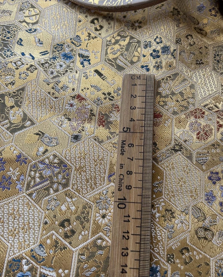 Nishijin Brocade Fabric: Japanese Weaving with Gold Thread (59"W)