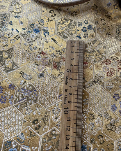 Nishijin Brocade Fabric: Japanese Weaving with Gold Thread (59"W)