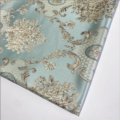 Gold Jacquard Fabric: Embossed 3D Floral Brocade, 55" Wide By The Meter