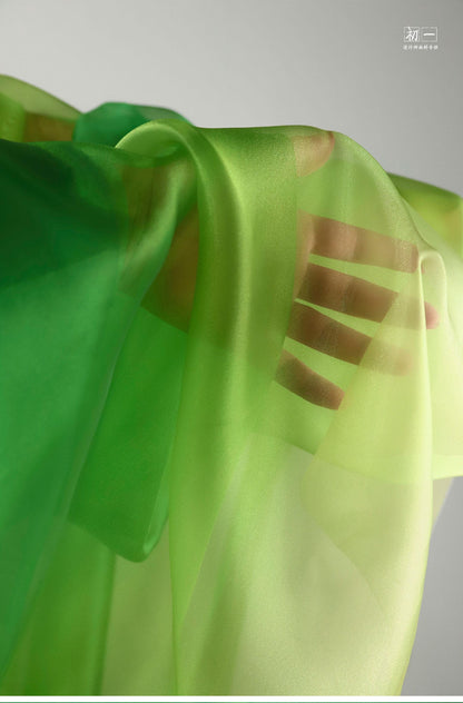 Gradient Green Chiffon Organza Fabric - 55"W Sheer Drape