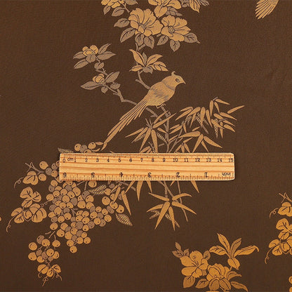 Tissu damassé à motifs d'oiseaux et de fleurs : imprimé en fil rouge nuage, 150 cm de large
