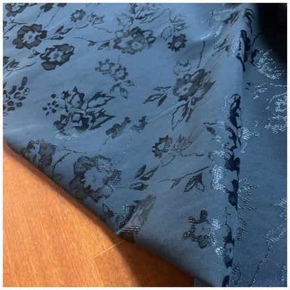 Black Floral Jacquard Fabric: Silk Cotton Blend, 57" Wide, Costume Fabric