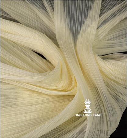 Matte Pleated Organza Fabric: 55" Wide Textured Polyester