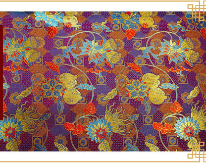 Tissu brocart de soie à motif grenade : rayonne pour ameublement, costumes et décoration (45 po de largeur, 1 mètre)