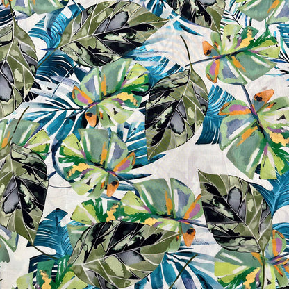 Tropical Leaf Cotton Fabric: 1960s Style Print, 59" Wide