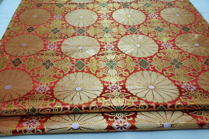 Lotus Tibetan Brocade Fabric: Silk Rayon Upholstery, 29"W