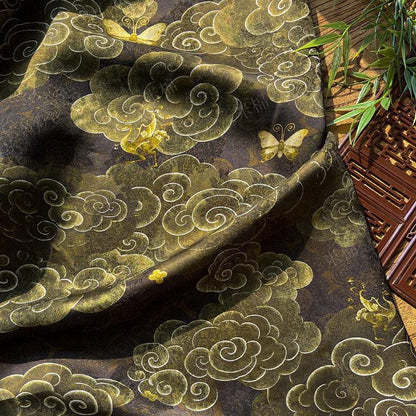 Butterfly Jacquard Silk Fabric ��� Yun Pattern Xiangyun Rayon Ble"W