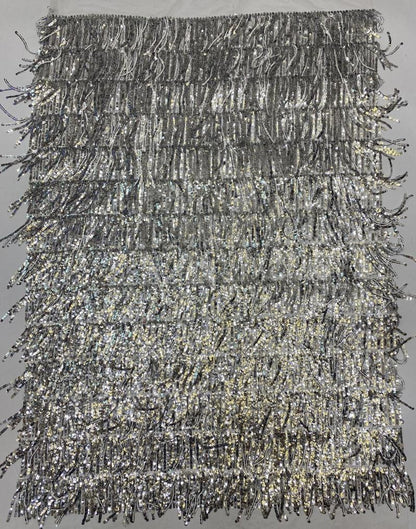 Sequin Tassel Embroidered Fabric: Runway Dress Material (51"W)
