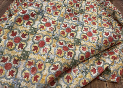 Dunhuang Fresco Linen Fabric: Asian Chinese Style Upholstery, Sewing, Scarf - 53"W