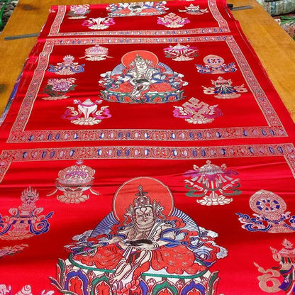 Buddha Jacquard Fabric: Tibetan Brocade for Upholstery & Costume (75x52cm)