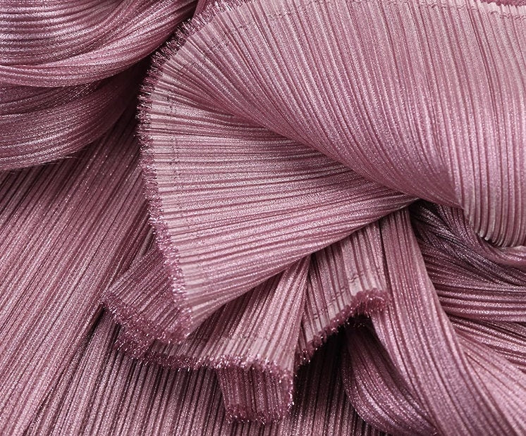 Pleated Organza Fabric: Shiny Crinkled Texture, 55" Wide