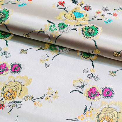 Floral Brocade Fabric: Turquoise Cheongsam Qipao Sewing Material (45"W)