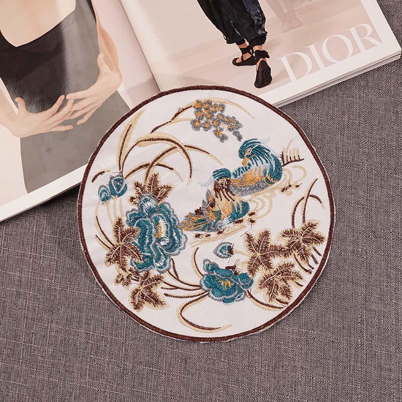 Embroidered Floral Patch: Round Ethnic Style Clothing Decor