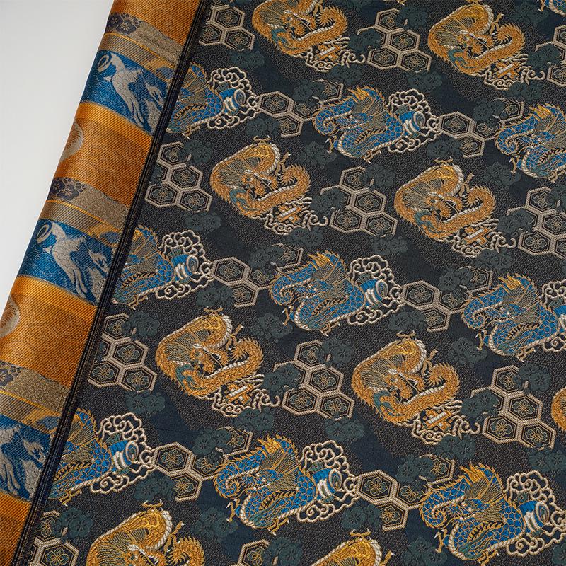 Nishijin Brocade Fabric ��� Navy Chrysanthemum Dragon Kimono Ma