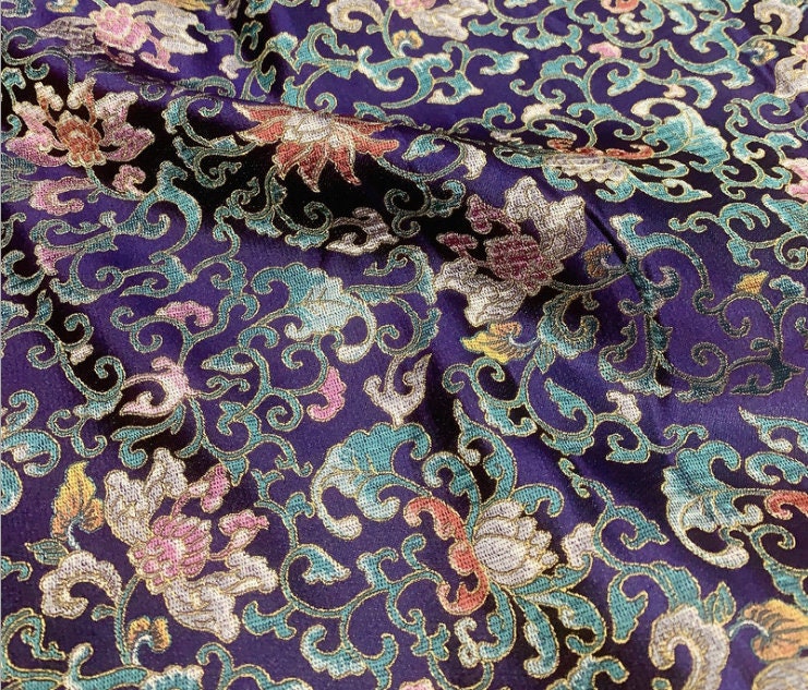 Chinese Brocade Fabric: Handmade Silk Rayon Blend, 55" Wide