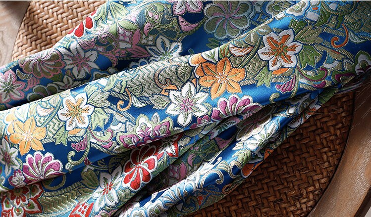 Nishijin Japanese Floral Brocade Fabric: High-End Jacquard Silk (29.5" Width)
