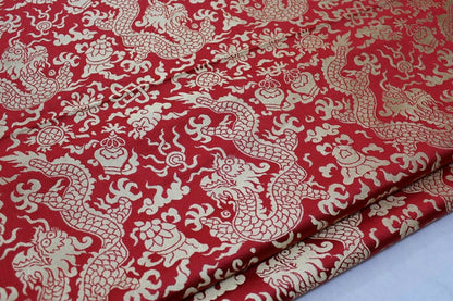 Tissu brocart de soie à motif de dragon chinois : pour costumes et ameublement, 74 cm de large