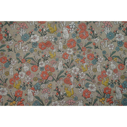 Rabbit & Mushroom Jacquard Fabric: Embossed Upholstery, 57"W